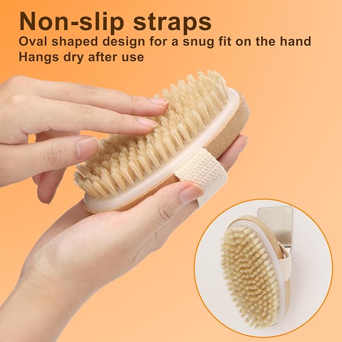 2Pcs Natural Bristle Exfoliating Brush, Body Scrubber - Image 5