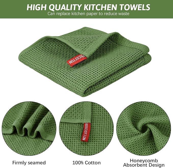 Nialnant 12 Pack Dish Cloths, 100% Cotton Kitchen Dish Rags, Soft and Absorbent - Image 3