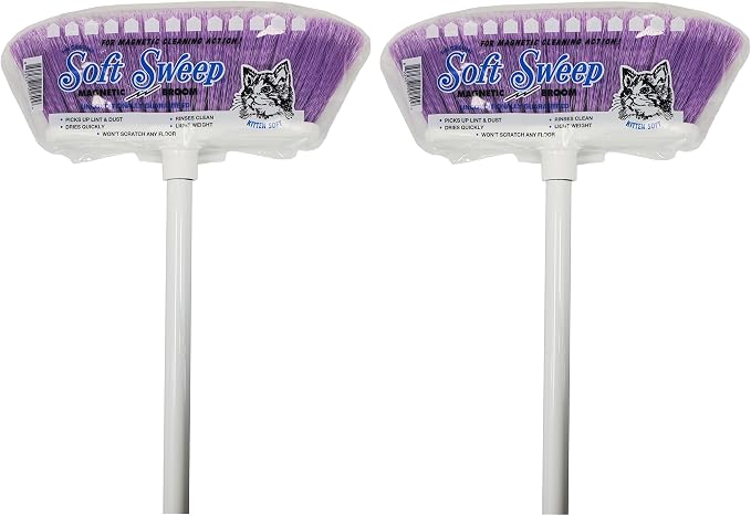 The Original Soft Sweep Magnetic Action Broom 6-PACK: 2 PURPLE, 2 PINK - Image 3