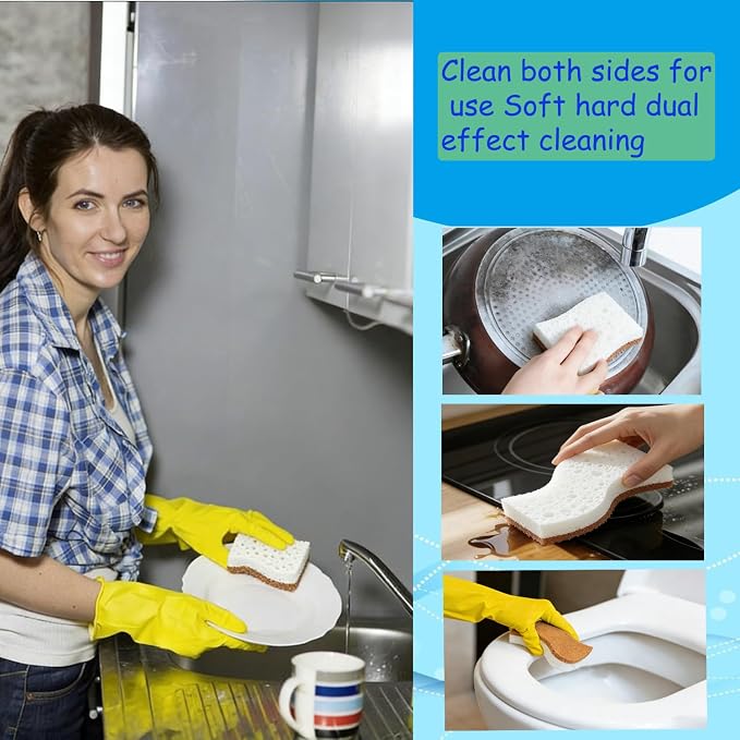 12Pcs Biodegradable Natural Kitchen Sponge - Image 4