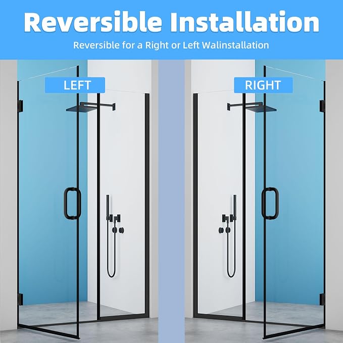 Pivot Shower Door, Adjustable Width 48" W x 76" H Hinged Shower Glass Door - Image 4