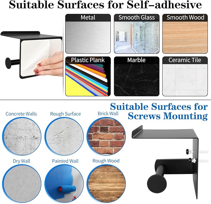 2pcs Matte Black Toilet Paper Holder - Image 3