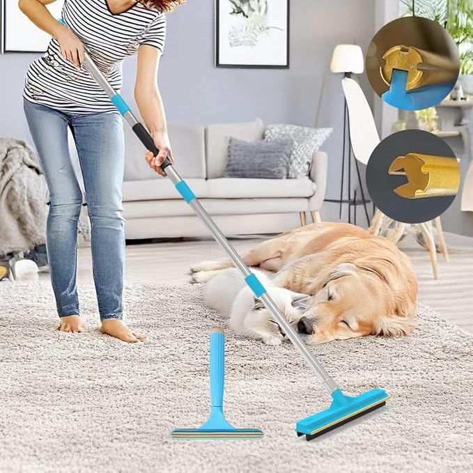 Upgraded Carpet Rake for Pet Hair Removal, 3 in 1 Rubber Broom and Carpet Brush by Unknown