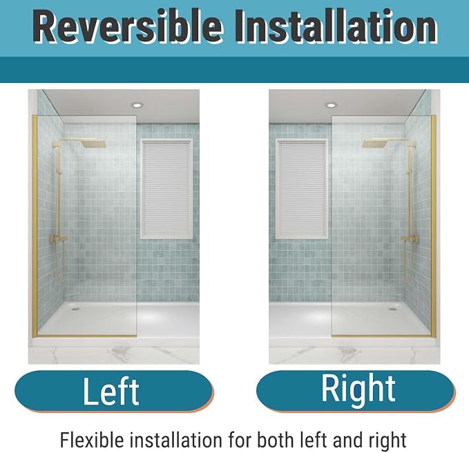 Sunrosa 32"×76" Shower Glass Panel, 8mm Thick Shower Screen, Brushed Gold - Image 5