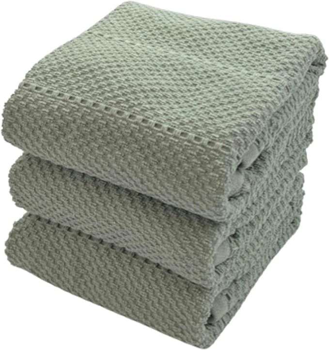 Serafina Home Sage Green Kitchen Dish Towels: 100% Cotton Cloth Soft Cleaning by SerafinaHome