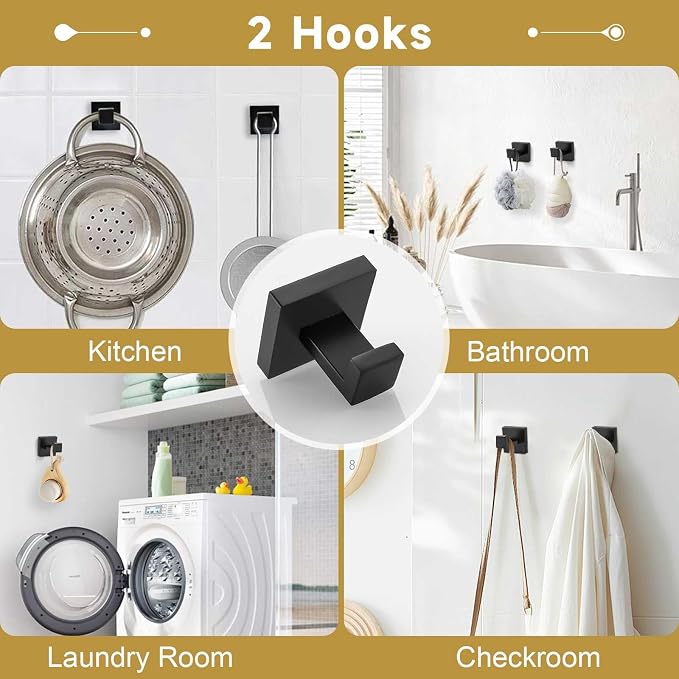5 Pieces Bathroom Hardware Accessories Set Matte Black Towel Bar Set Towel - Image 5