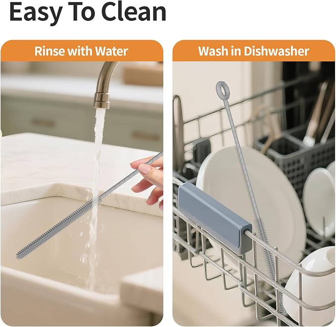 2Pcs Silicone Straw Cleaner Brush, Dual-Size Brushes, Clean - Image 5