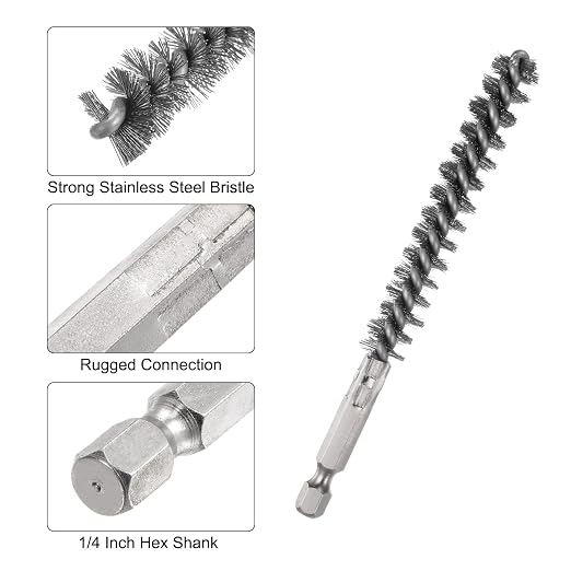 HARFINGTON 5Pcs Bore Brush Stainless Steel 11mm Dia Cleaning Twisted Wire Brush - Image 4