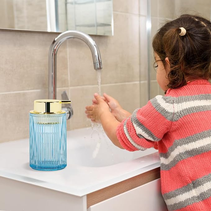 Blue Foaming Soap Dispenser, 12 Oz Glass Foaming Hand Soap Dispenser - Image 2