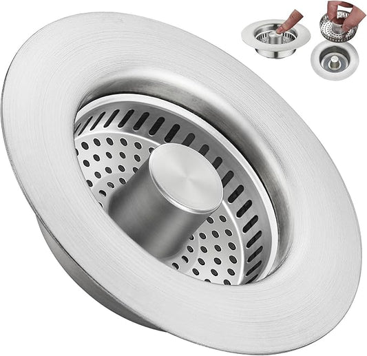 YYKBZ 3 in 1 Kitchen Sink Drain Strainer， Stainless Steel Pop Up Sink Stopper， by Unknown