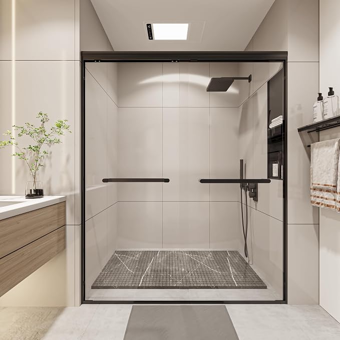 Double Sliding 44-48" W×72" H Shower Door, Semi-Frameless Sliding Glass Shower - Image 8