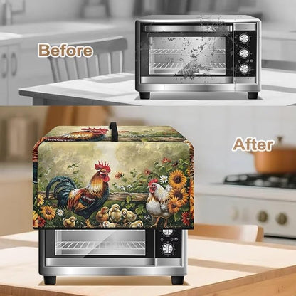 Microwave Cover, Thanksgiving Microwave Dust Cover Waterproof Microwaves Oven Covers Rooster Microwaves Accessories Decorative Kitchen Appliance Cover for Air Fryer Toaster