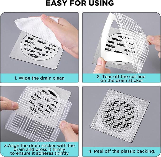 35 Pack Disposable Floor Drain Stickers, Hair Drain Stickers Disposable Shower - Image 3