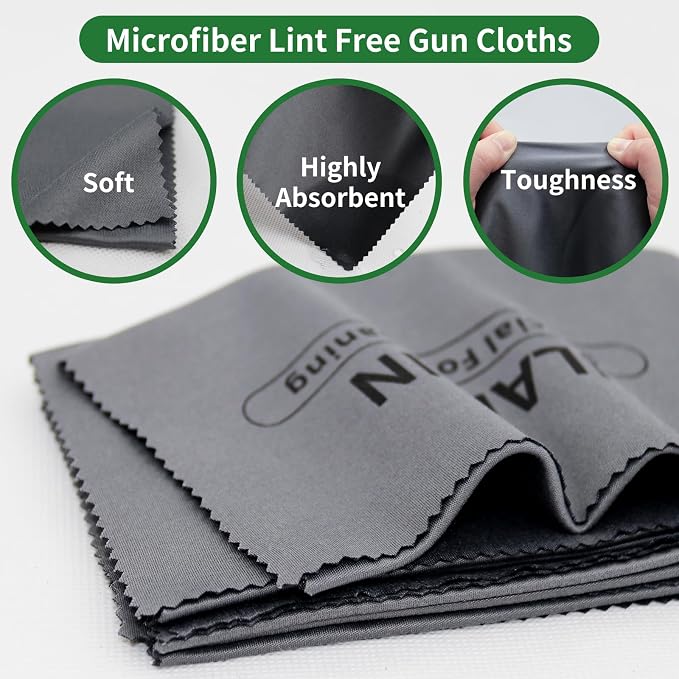 10/6Pack Technology Microfiber Black/Gray Gun Cleaning Cloth-Large Size-Lint - Image 3