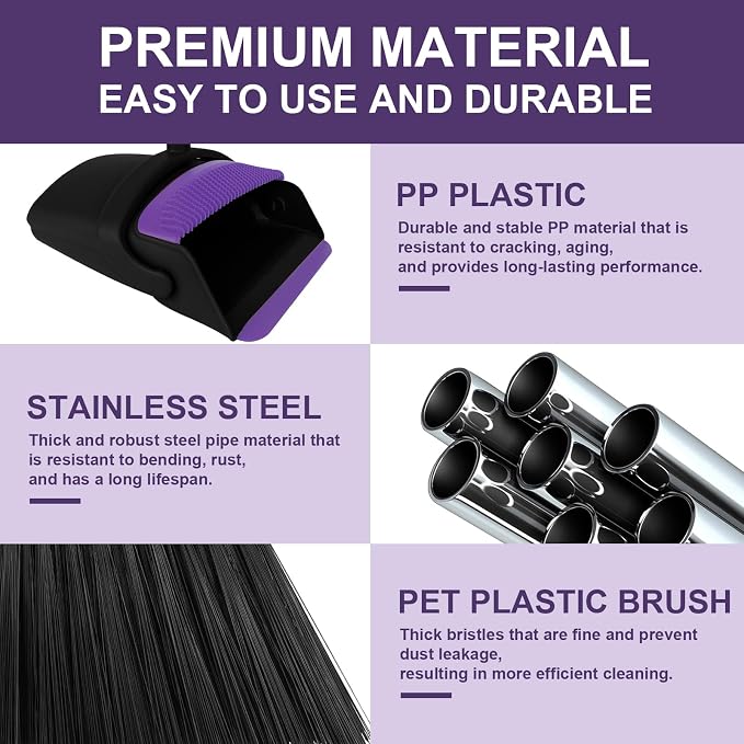 Broom with Dustpan Combo Set, Standing Dust Pan Set - Image 5