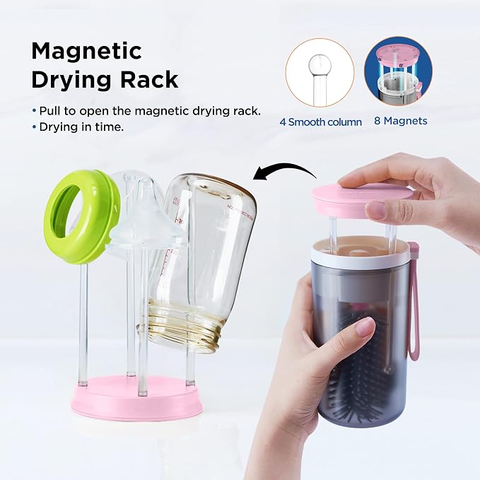 Travel Bottle Brush with Portable Bottle Drying Rack, Travel Essentials - Image 3