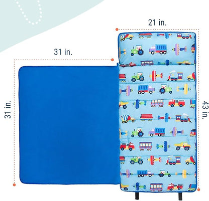 Wildkin 43-inch Kids Nap Mat – Soft Microfiber Toddler Sleeping Mat with Pillow
