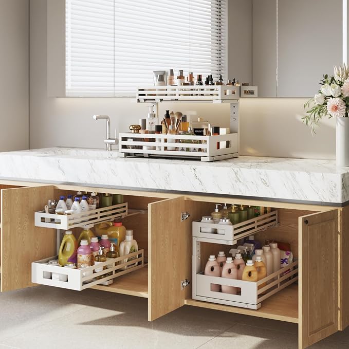 2-Pack 17"Deep Under Sink Organizer And Storage, 2-Tier L-Shaped Pull Out - Image 5