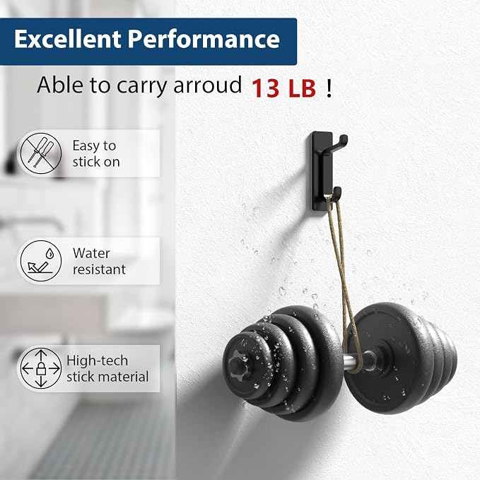 pickpiff 12 Pack Wall Hooks for Coat and Towel: 13LB Adhesive Door Hanger Stick - Image 3
