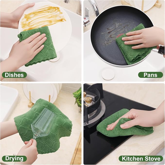 Homaxy 24 Pack Kitchen Dish Cloths, Super Soft and Absorbent Coral Velvet Dish - Image 4