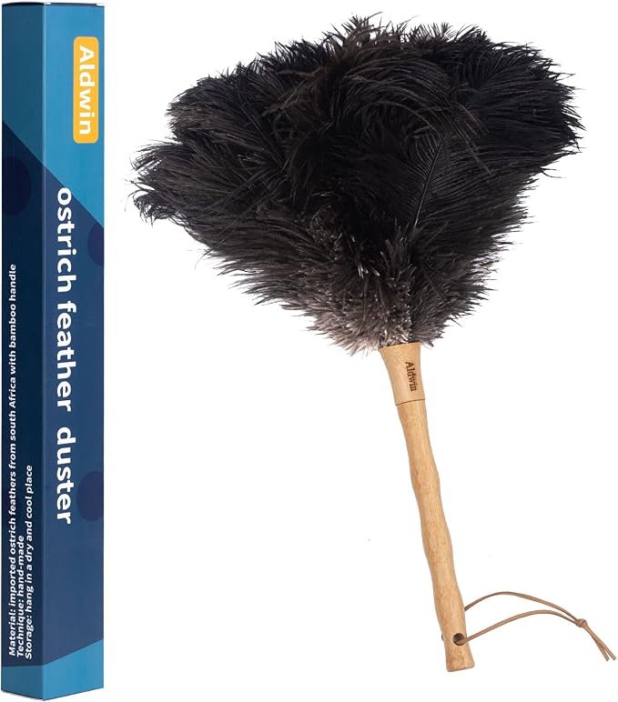 Aldwin Ostrich Feather Duster, 16 inch Black Genuine Ostrich Feathers by AldwinOstrichFeatherDuster
