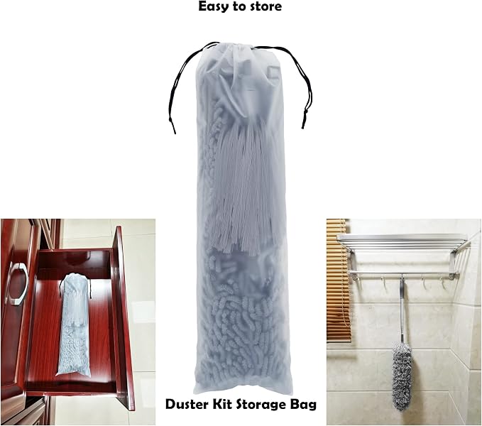 Microfiber Duster with Telescoping Extension Pole Kit, 4 Cleaning Head and 1 - Image 6