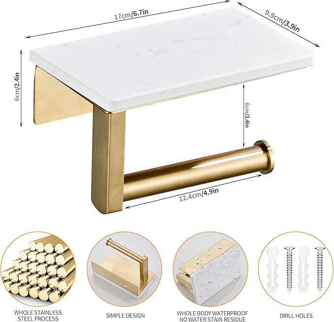 Brushed Gold Toilet Paper Holder - Image 4