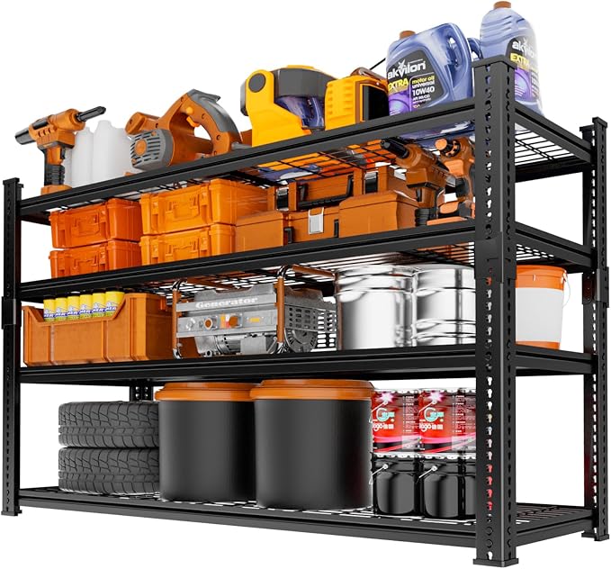 Storage Shelves Heavy Duty 4 PCS, 4-tier Adjustable Metal Industrial Utility - Image 7