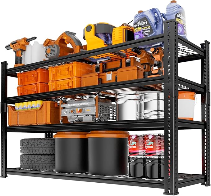 Storage Shelves Heavy Duty 2 PCS, 4-tier Adjustable Metal Industrial Utility - Image 7
