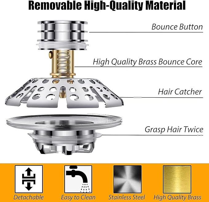 Bathtub Drain Stopper, Pop Up Tub Stopper - Image 5