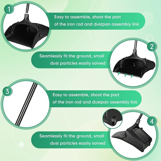 Weewooday 8 Pieces Commercial Lobby Dustpan Plastic Upright Dust Pan - Image 3