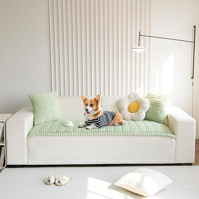 OTOB Couch Covers for 3 Cushion Sofa Pet Friendly, Plush Fuzzy Non Slip Sofa - Image 7