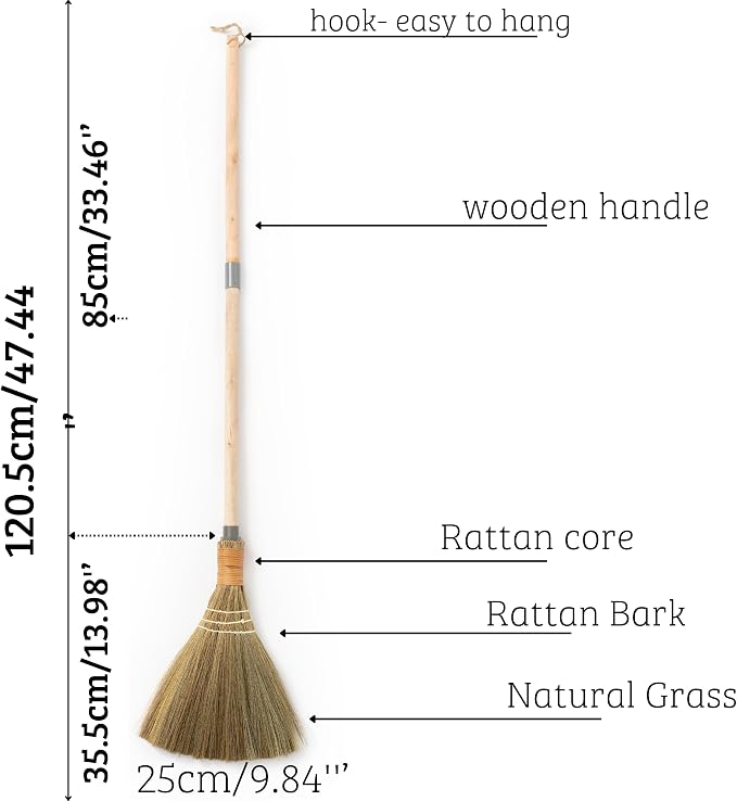 BMart Home Vietnamese Broom, Long Handle Indoor & Outdoor Floor Sweeper - Image 2