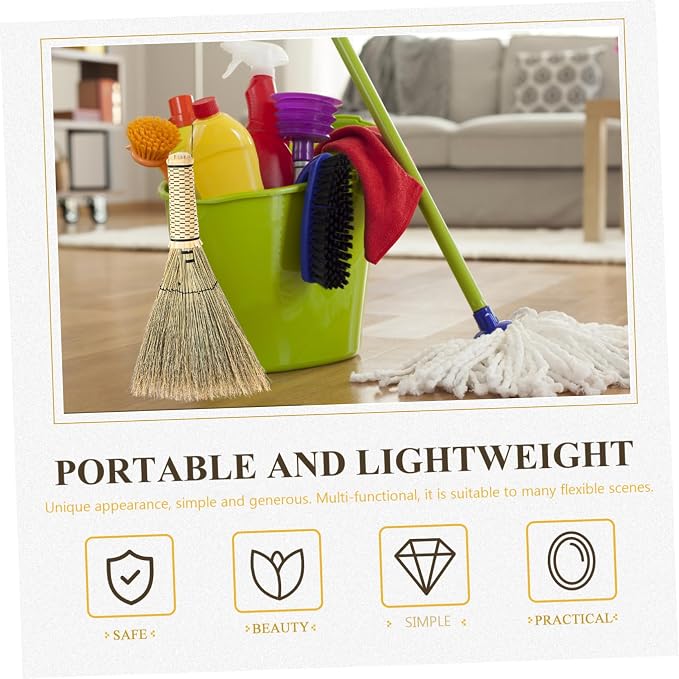 Mini Woven Corn Broom with Short Handle Soft Brush - Image 3