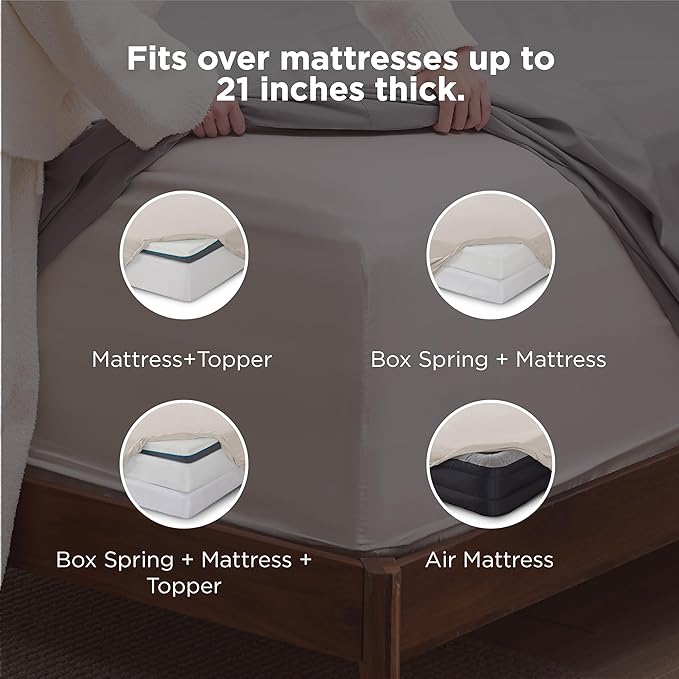 Bedsure Deep Pocket Twin Sheets Set - Fits Mattresses Up to 21 Inches Thick -3 Piece GentleSoft Bed Sheets, Moisture Wicking, Soft & Cooling Bedsheet & Pillowcases, Easy & Secure Fit, Linen