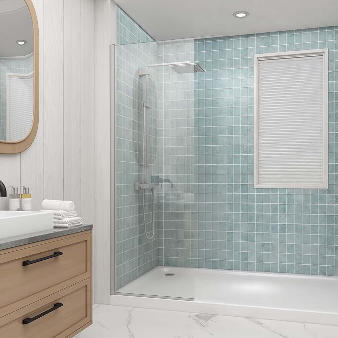 Sunrosa 24"×76" Bathtub Glass Panel, 8mm Thick Shower Screen, Brushed Nickel by ElevateYourEverydayShower