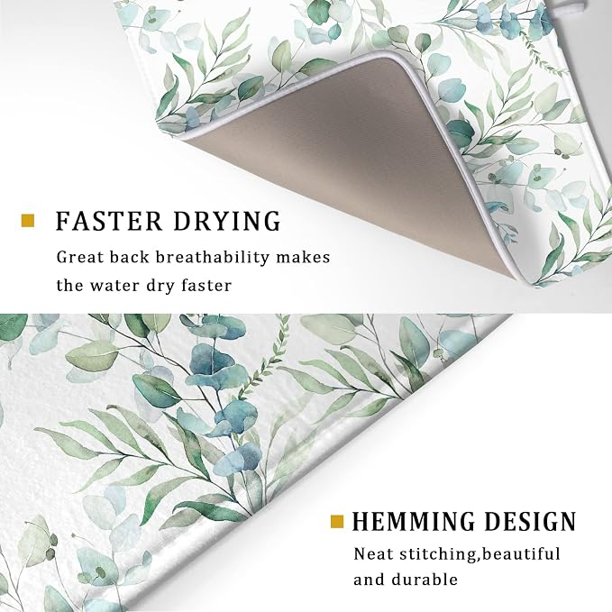 Watercolor Sage Leaves Dish Drying Mats - Image 3