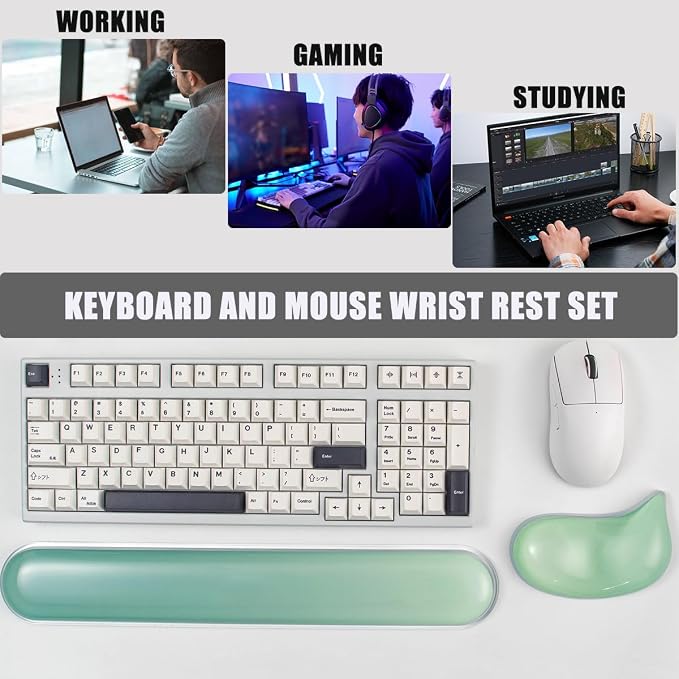 Gel Keyboard and Mouse Wrist Rest Set –Green Clear Wrist Rest - Image 6