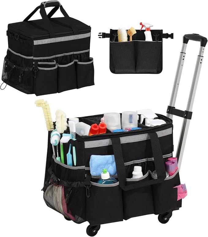 Rolling Cleaning Caddy, Cleaning Supplies Organizer by OUDUCK