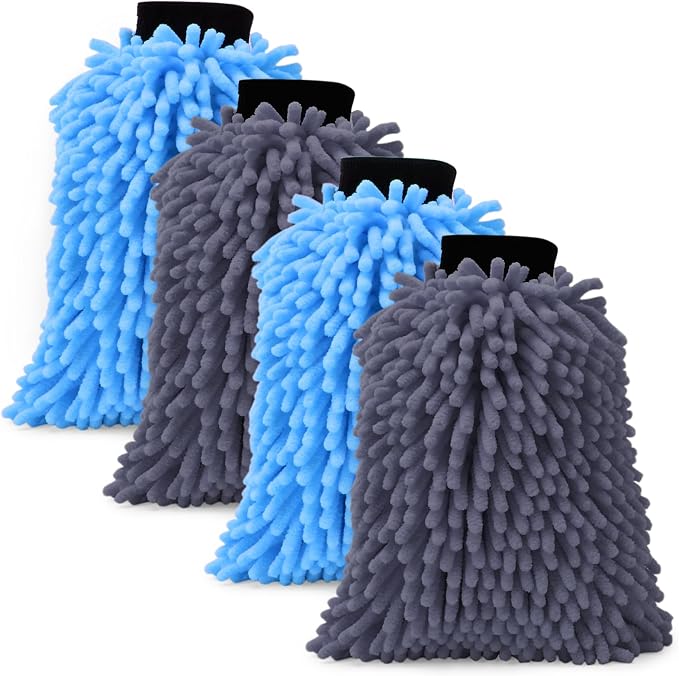 4Pcs Car Wash Mitt Microfiber Gloves Chenille Material Microfiber Towels by Unknown