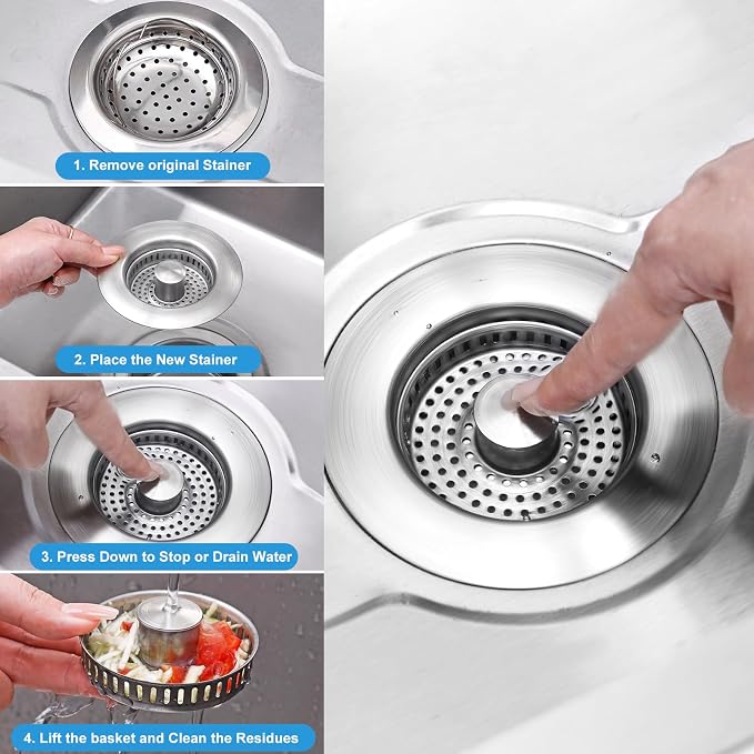3-in-1 Kitchen Sink Drain Strainer & Stopper - Image 8