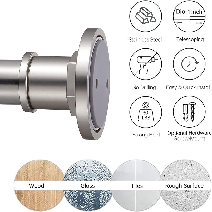 BRIOFOX Industrial Shower Curtain Rod - Image 4