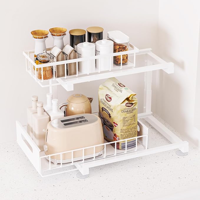 Under Sink Organizer Storage 2-Tier Heavy Duty Metal Pull Out Cabinet Organizer - Image 7