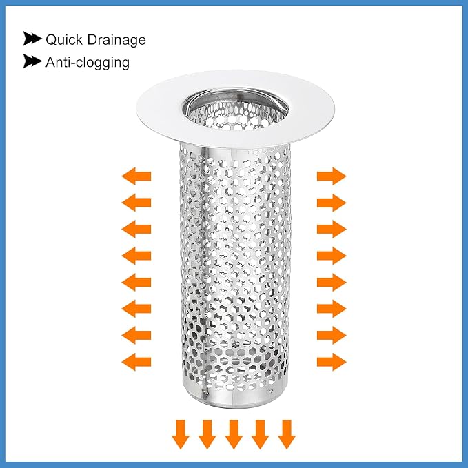 uxcell 4 Pack Shower Drain Strainer, 3.2" x 2" 304 Stainless Steel Floor Drain - Image 4