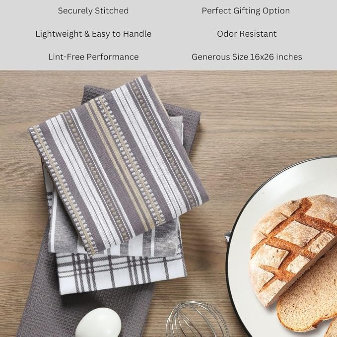 Assorted Kitchen Towels 100% Cotton Large 16x26 Inch Set of 5 - Image 7