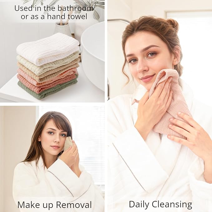 Konssy 6 Pack Face Cloths, Soft Wash Cloth - Image 3