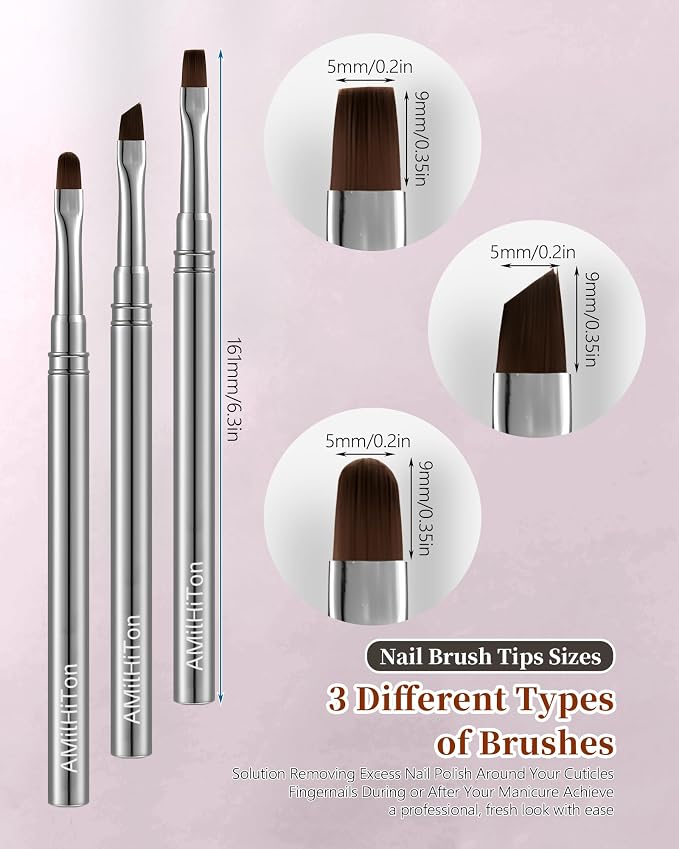 3PCS Brush for OPI Nail Polish Remover, AMilHiTon Nails Clean Up Brushes - Image 3