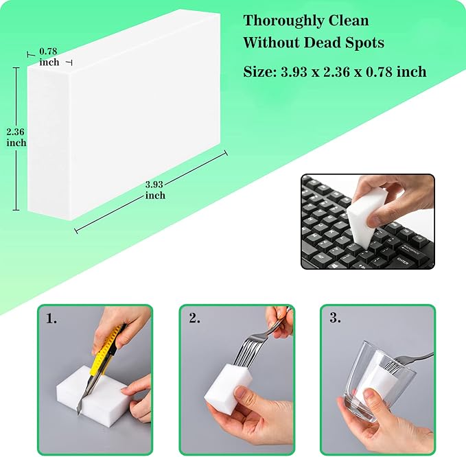 100Pack Magic Sponge Eraser, Melamine Sponge Foam, Non-Scratch Heavy Duty - Image 6