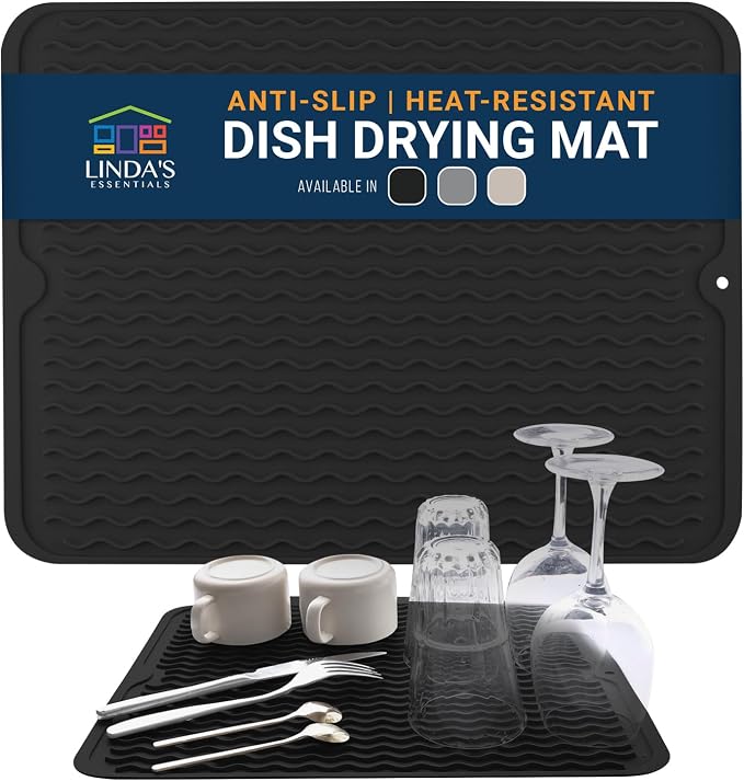 Silicone Dish Drying Mat for Kitchen Counter by LindasEssentials