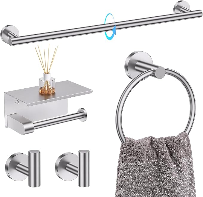 TQKAG 5 Piece Bathroom Towel Bar Holder Sets Brushed Nickel Bathroom Hardware by TQKAG